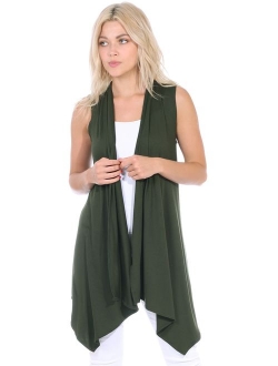 Popana Women's Casual Sleeveless Long Duster Cardigan Vest Plus Size Made in USA