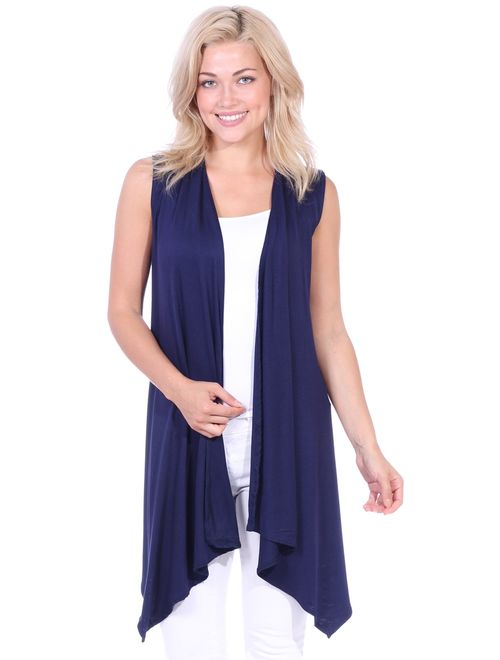 Popana Women's Casual Sleeveless Long Duster Cardigan Vest Plus Size Made in USA