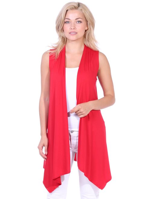 Popana Women's Casual Sleeveless Long Duster Cardigan Vest Plus Size Made in USA