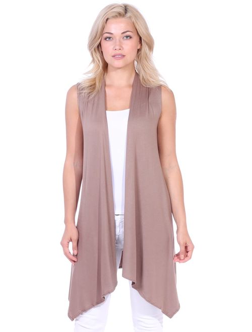 Popana Women's Casual Sleeveless Long Duster Cardigan Vest Plus Size Made in USA