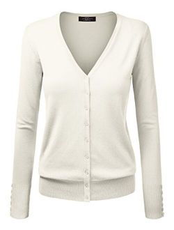 MBJ Womens Long Sleeve Button Down Classic Knit Cardigan Sweater