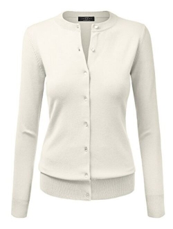 MBJ Womens Long Sleeve Button Down Classic Knit Cardigan Sweater