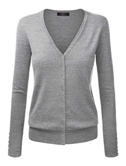 MBJ Womens Long Sleeve Button Down Classic Knit Cardigan Sweater