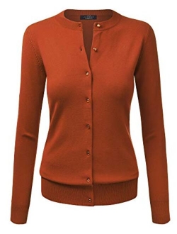 MBJ Womens Long Sleeve Button Down Classic Knit Cardigan Sweater