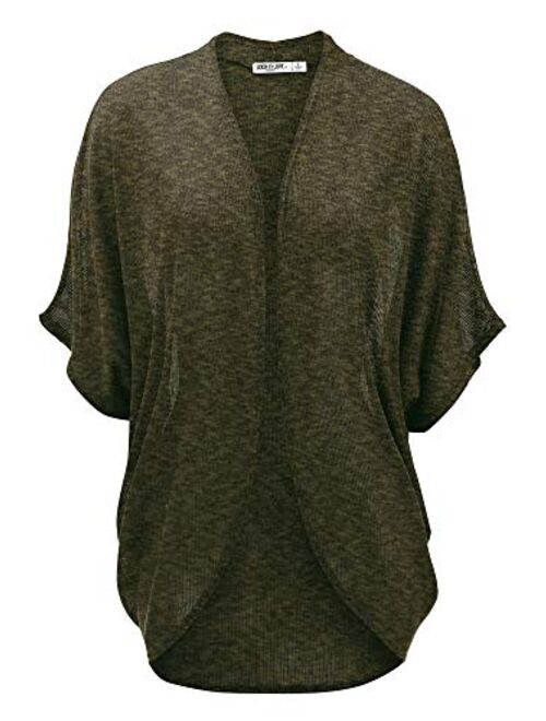 Womens Short Sleeve Open-Front Batwing Cardigan - Made in USA