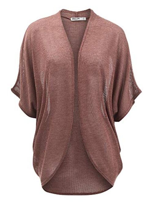 Womens Short Sleeve Open-Front Batwing Cardigan - Made in USA