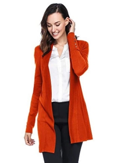 Spicy Sandia Open Front Knit Cardigans for Women Lightweight Cover-up Long Sleeve Cardigan Sweaters