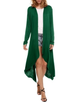 Meaneor Long Cardigan for Women, Lightweight Long Sleeve Asymmetric Open Front Drape Cardigan Sweaters S-XXL