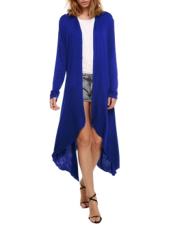 Meaneor Long Cardigan for Women, Lightweight Long Sleeve Asymmetric Open Front Drape Cardigan Sweaters S-XXL