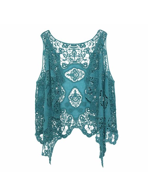 jastie Open Stitch Cardigan Boho Hippie Crochet Vest