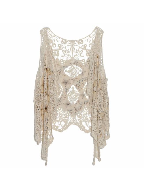 jastie Open Stitch Cardigan Boho Hippie Crochet Vest