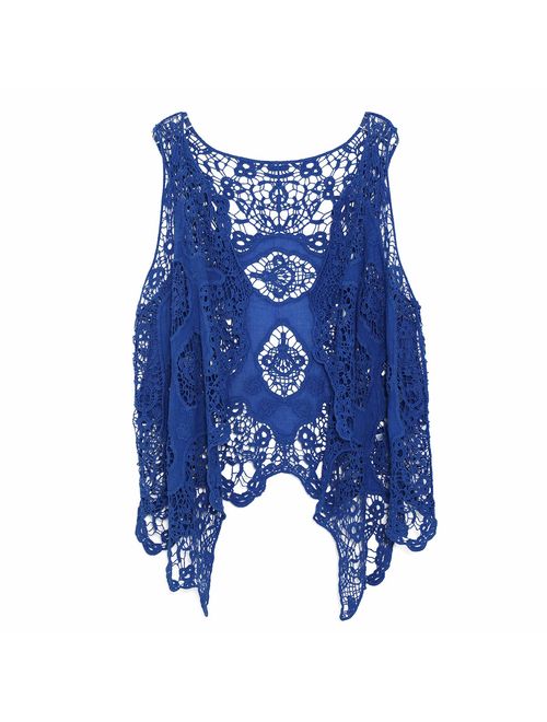 jastie Open Stitch Cardigan Boho Hippie Crochet Vest