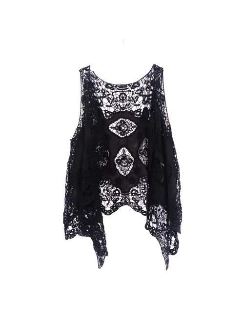 jastie Open Stitch Cardigan Boho Hippie Crochet Vest