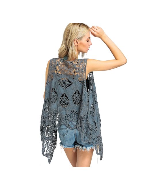 jastie Open Stitch Cardigan Boho Hippie Crochet Vest