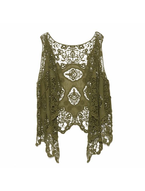 jastie Open Stitch Cardigan Boho Hippie Crochet Vest