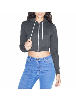 American Apparel Women's Flex Fleece Cropped Long Sleeve Zip Hoodie