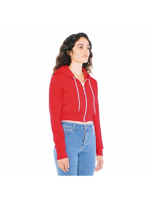 American Apparel Women's Flex Fleece Cropped Long Sleeve Zip Hoodie