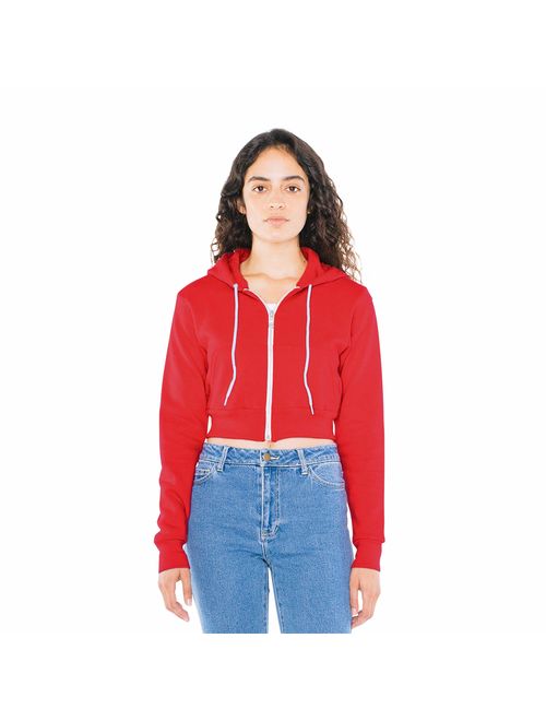 American Apparel Women's Flex Fleece Cropped Long Sleeve Zip Hoodie