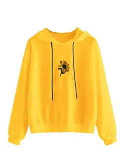 Womens Long Sleeve Floral Print Pullover Hoodie Sweatshirt Tops