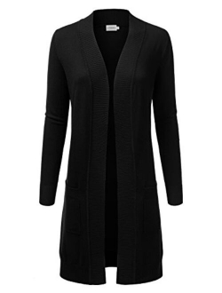 JJ Perfection Womens Light Weight Long Sleeve Open Front Long Cardigan