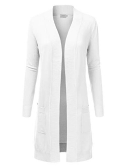 JJ Perfection Womens Light Weight Long Sleeve Open Front Long Cardigan