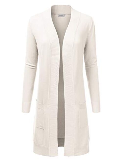 JJ Perfection Womens Light Weight Long Sleeve Open Front Long Cardigan