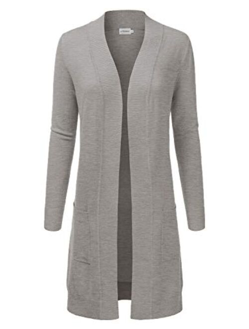 JJ Perfection Womens Light Weight Long Sleeve Open Front Long Cardigan