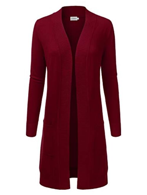 JJ Perfection Womens Light Weight Long Sleeve Open Front Long Cardigan