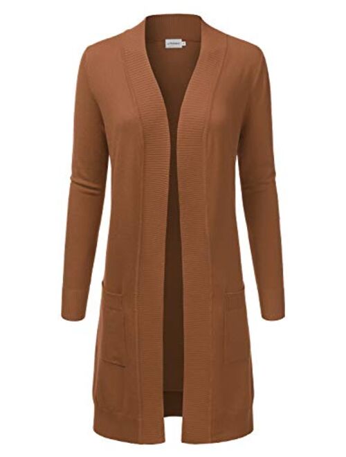 JJ Perfection Womens Light Weight Long Sleeve Open Front Long Cardigan