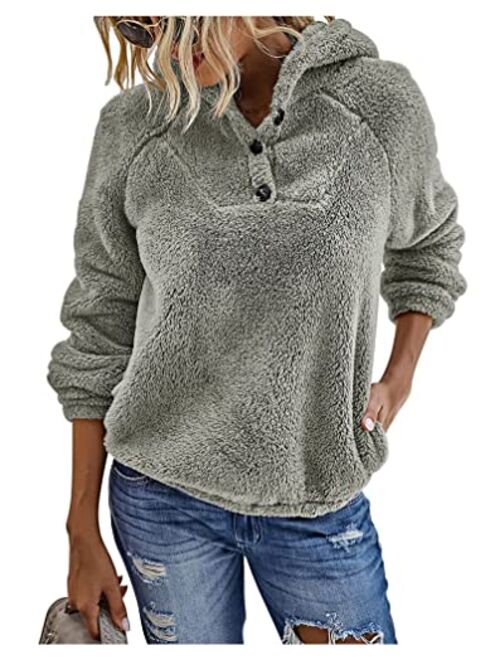 KIRUNDO 2020 Winter Women's Fleece Hoodies Sweatshirts Long Sleeves Shaggy Pullovers with Pockets Short Tops