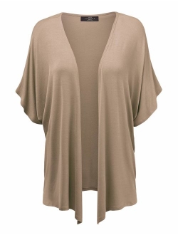 Women's Short Sleeve Open Front Loose Kimono Style Cardigan