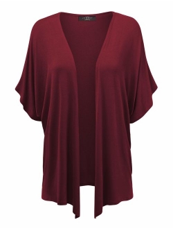 Women's Short Sleeve Open Front Loose Kimono Style Cardigan