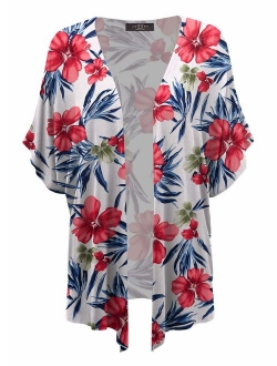 Women's Short Sleeve Open Front Loose Kimono Style Cardigan