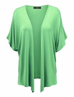 Women's Short Sleeve Open Front Loose Kimono Style Cardigan