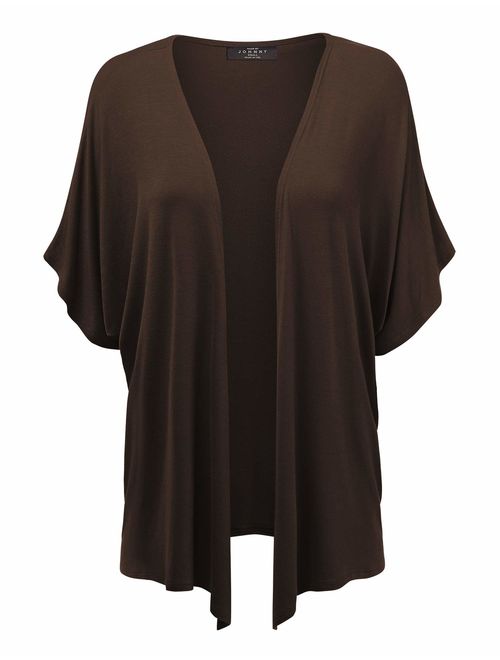 Made By Johnny Women's Short Sleeve Open Front Loose Kimono Style Cardigan