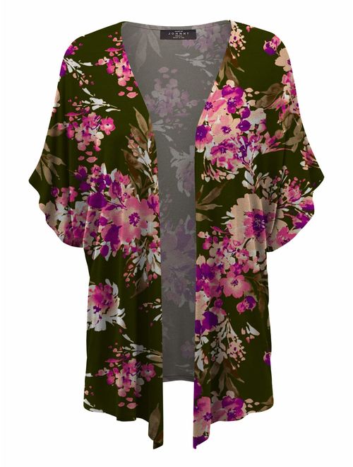 Made By Johnny Women's Short Sleeve Open Front Loose Kimono Style Cardigan