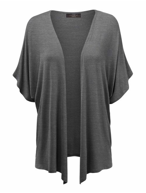 Made By Johnny Women's Short Sleeve Open Front Loose Kimono Style Cardigan