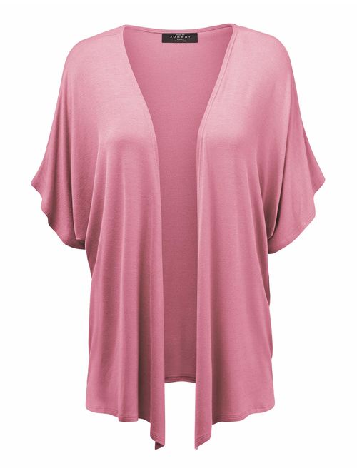 Made By Johnny Women's Short Sleeve Open Front Loose Kimono Style Cardigan