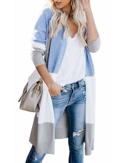 AM CLOTHES Cardigan Sweaters for Women Long Sleeve Open Front Fall Knit Duster Coats