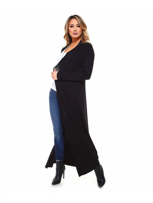 Isaac Liev Women's Super Long Flowy Floor Length Maxi Cardigan Duster - Made in The USA