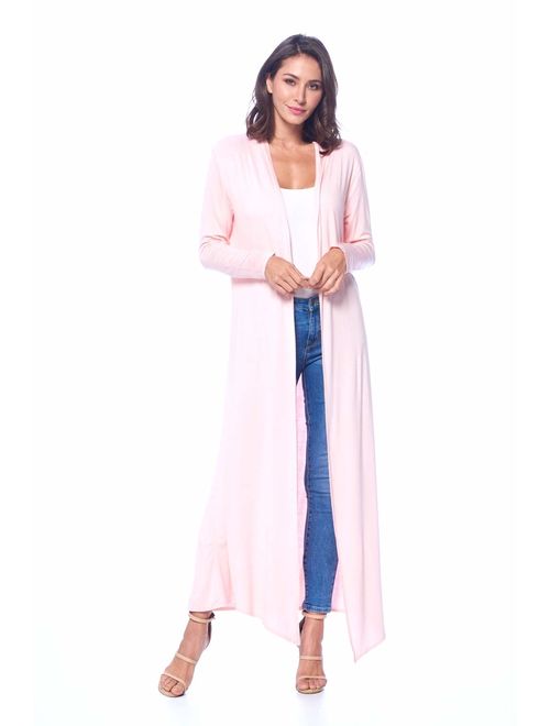 Isaac Liev Women's Super Long Flowy Floor Length Maxi Cardigan Duster - Made in The USA