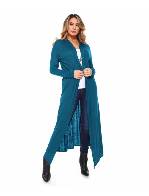 Isaac Liev Women's Super Long Flowy Floor Length Maxi Cardigan Duster - Made in The USA