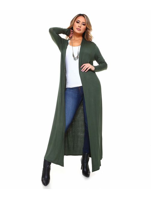 Isaac Liev Women's Super Long Flowy Floor Length Maxi Cardigan Duster - Made in The USA