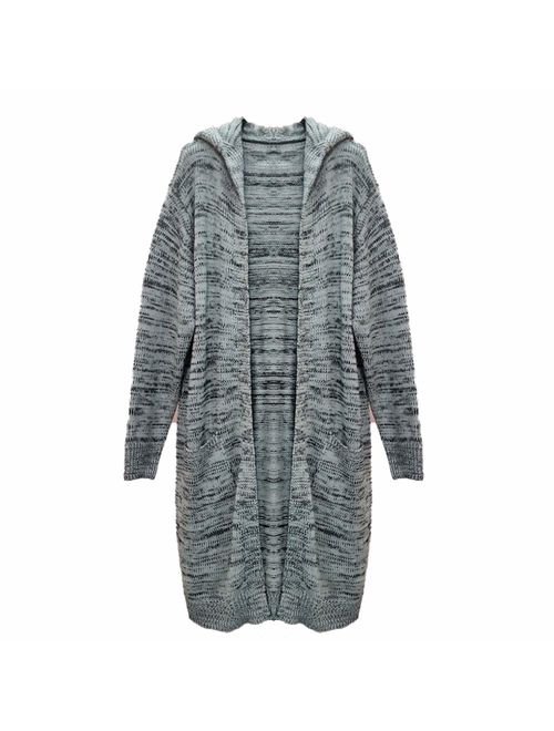 AOMEI Oversized Long Cardigans Sweater for Women with Pockets and Hood