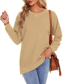 Custer's Night Women's Long Sleeve Sweatshirts Side Split Loose Casual Pullover Tunic Tops