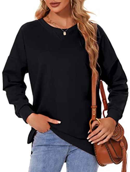 Custer's Night Women's Long Sleeve Sweatshirts Side Split Loose Casual Pullover Tunic Tops