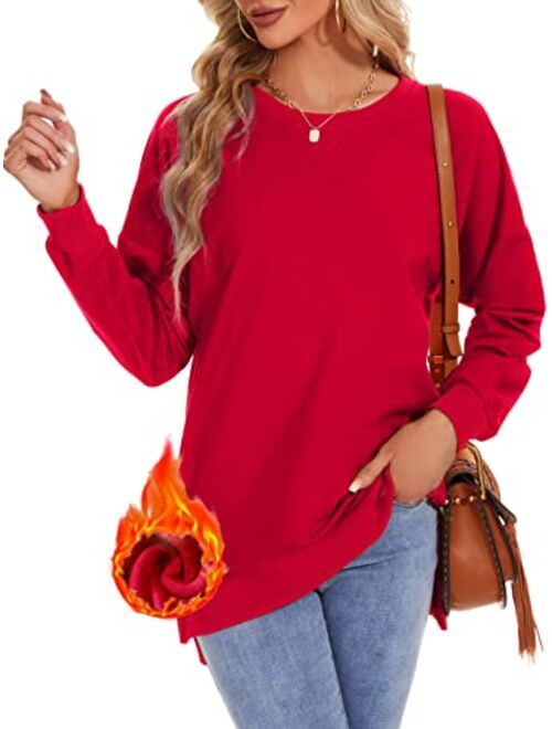 Custer's Night Women's Long Sleeve Sweatshirts Side Split Loose Casual Pullover Tunic Tops