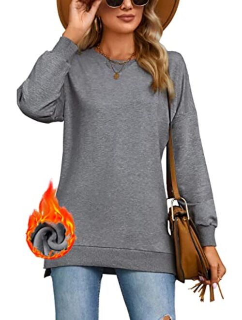 Custer's Night Women's Long Sleeve Sweatshirts Side Split Loose Casual Pullover Tunic Tops