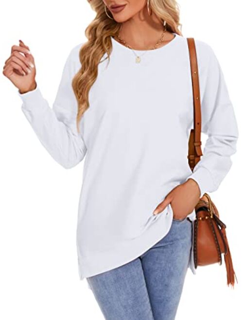 Custer's Night Women's Long Sleeve Sweatshirts Side Split Loose Casual Pullover Tunic Tops