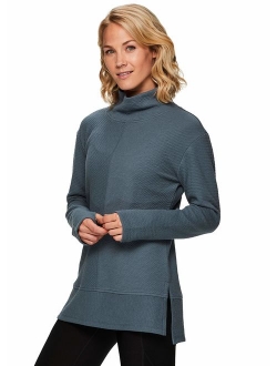 Active Women's Ultra Soft Quilted Cowl Neck Pullover Sweatshirt